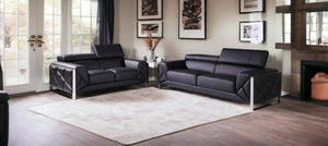 HomeRoots Two Piece Italian Leather Seating Set for 5 – Elegant Sofa & Loveseat, Modern Comfort & Style 476539