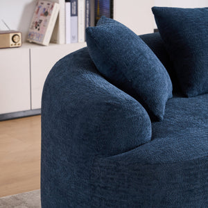English Elm LY-025S Curved Loveseat Compact 65" Space-Saving Chenille Upholstery, 30D Foam+Spring Comfort Blue W2231P261298
