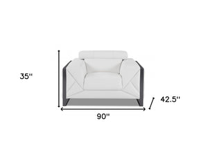 Homeroots Three Piece Indoor Italian Leather Seating Set For Six – Luxurious Comfort & Stylish Design White  476546