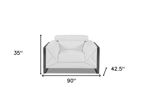 Homeroots Three Piece Indoor Italian Leather Seating Set For Six – Luxurious Comfort & Stylish Design White  476546