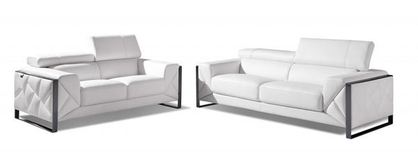 Homeroots Three Piece Indoor Italian Leather Seating Set For Six – Luxurious Comfort & Stylish Design White  476547