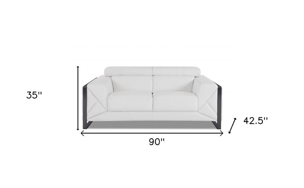 Homeroots Three Piece Indoor Italian Leather Seating Set For Six – Luxurious Comfort & Stylish Design White  476547