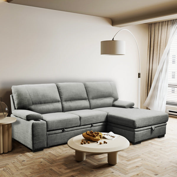 English Elm Luxurious Sectional Sleeper Sofa with Storage, Cupholders & Pocket Coil Comfort for Entertaining 93"L B2741S00008