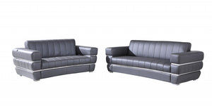 Homeroots Two Piece Indoor Dark Gray Italian Leather Five Person Seating Set Dark Grey  476551