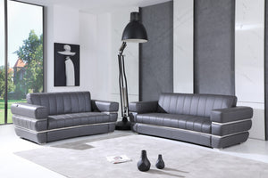 Homeroots Two Piece Indoor Dark Gray Italian Leather Five Person Seating Set Dark Grey  476551