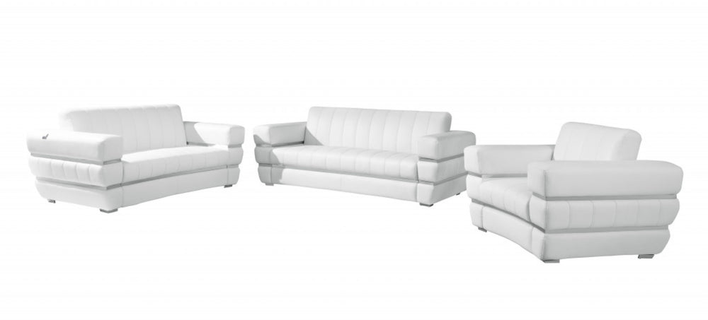 HomeRoots Three Piece Indoor Italian Leather Seating Set for 6 – Luxurious, Durable Comfort & Style 476552