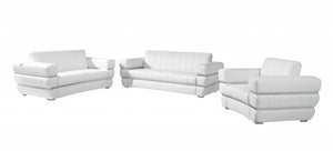 Homeroots Three Piece Indoor White Italian Leather Six Person Seating Set White  476552