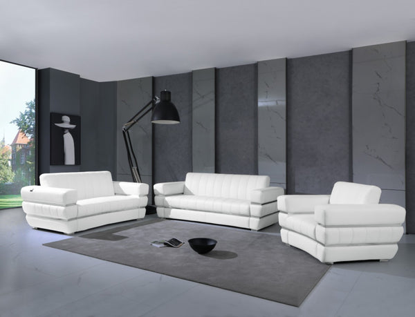 HomeRoots Three Piece Indoor Italian Leather Seating Set for 6 – Luxurious, Durable Comfort & Style 476552