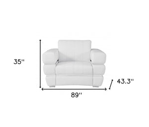 Homeroots Three Piece Indoor White Italian Leather Six Person Seating Set White  476552