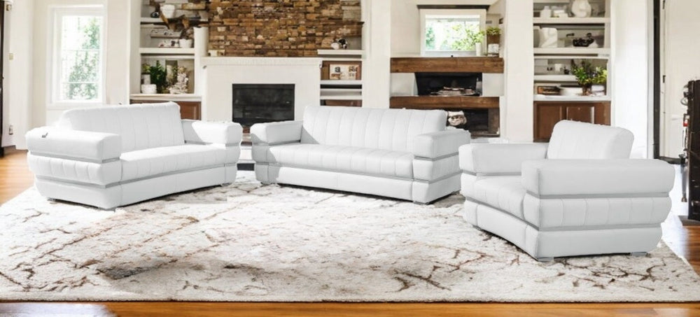 HomeRoots Three Piece Indoor Italian Leather Seating Set for 6 – Luxurious, Durable Comfort & Style 476552