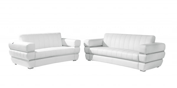 Homeroots Three Piece Indoor Italian Leather Seating Set For Six – Luxurious Comfort & Stylish Design White  476553