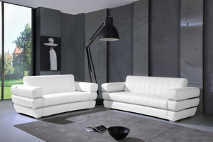 Homeroots Three Piece Indoor Italian Leather Seating Set For Six – Luxurious Comfort & Stylish Design White  476553