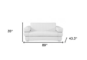 Homeroots Three Piece Indoor Italian Leather Seating Set For Six – Luxurious Comfort & Stylish Design White  476553