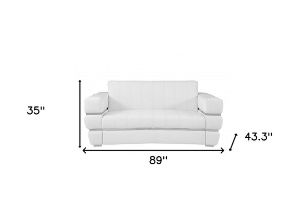 Homeroots Three Piece Indoor Italian Leather Seating Set For Six – Luxurious Comfort & Stylish Design White  476553