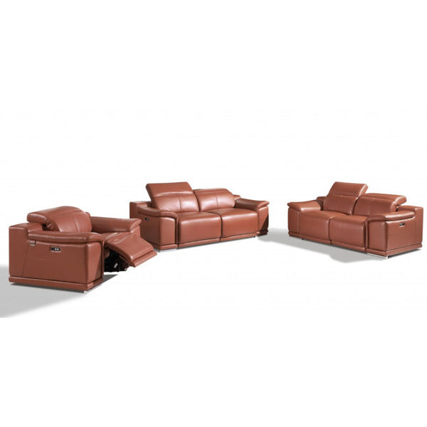 Homeroots Three Piece Indoor Camel Italian Leather Six Person Seating Set Camel  476554