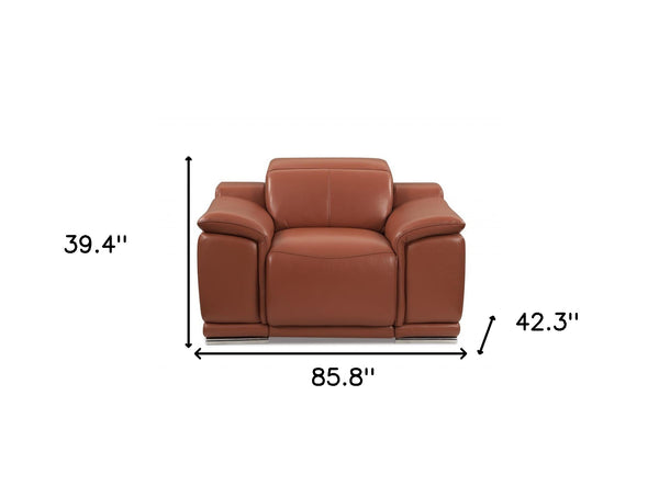 Homeroots Three Piece Indoor Camel Italian Leather Six Person Seating Set Camel  476554