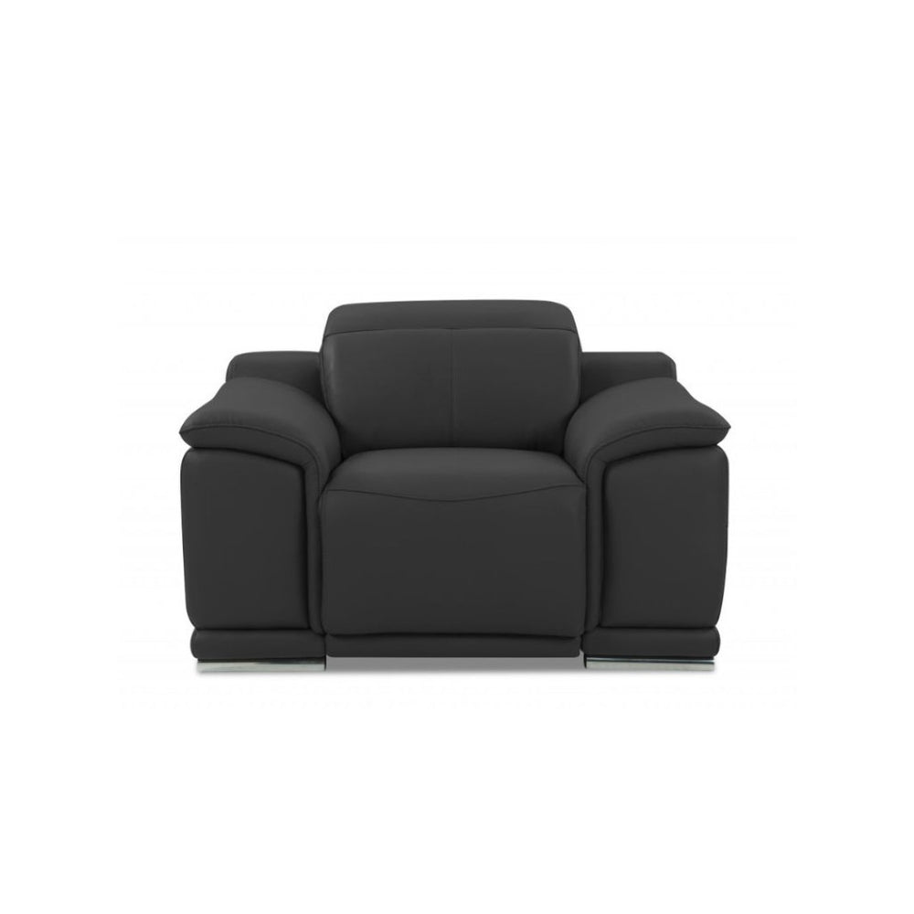 HomeRoots Three Piece Luxurious Dark Gray Italian Leather Seating Set for Comfort & Style - Seats 6! 476556
