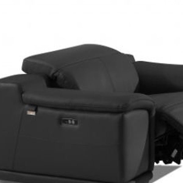 Homeroots Three Piece Indoor Dark Gray Italian Leather Six Person Seating Set Dark Grey  476556