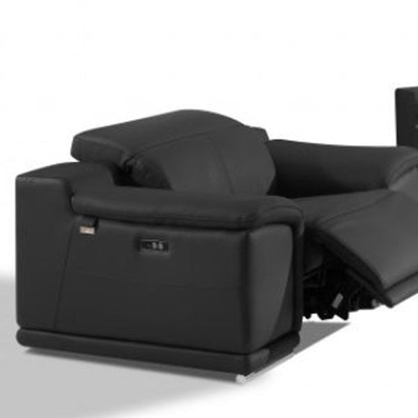 Homeroots Three Piece Indoor Dark Gray Italian Leather Six Person Seating Set Dark Grey  476556