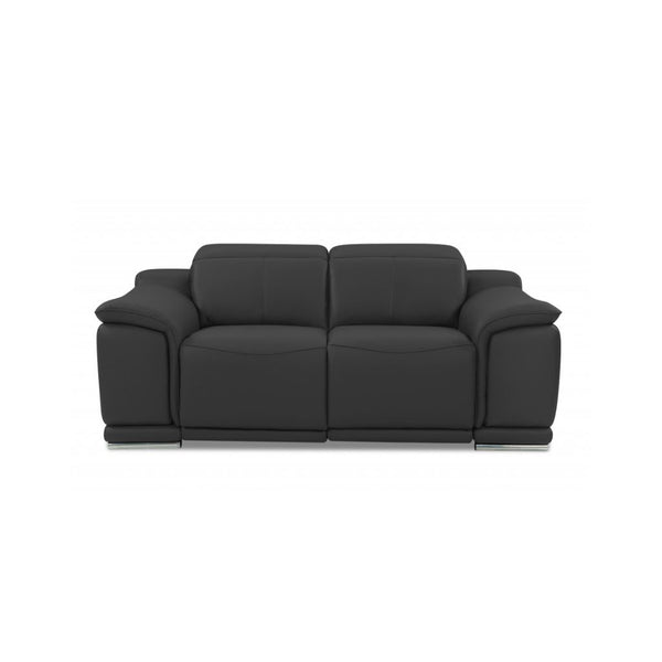 Homeroots Two Piece Indoor Dark Gray Italian Leather Five Person Seating Set Dark Grey  476557