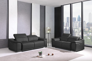 Homeroots Two Piece Indoor Dark Gray Italian Leather Five Person Seating Set Dark Grey  476557