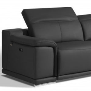 Homeroots Two Piece Indoor Dark Gray Italian Leather Five Person Seating Set Dark Grey  476557