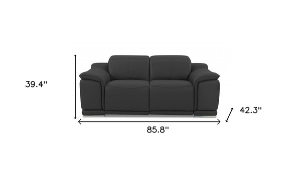 Homeroots Two Piece Indoor Dark Gray Italian Leather Five Person Seating Set Dark Grey  476557