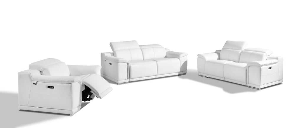 Homeroots Three Piece Indoor Italian Leather Seating Set For Six – Luxurious Comfort & Stylish Design White  476558