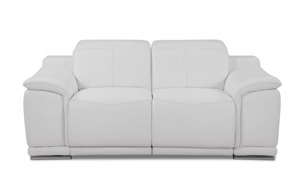 Homeroots Two Piece Indoor White Italian Leather Five Person Seating Set White  476559