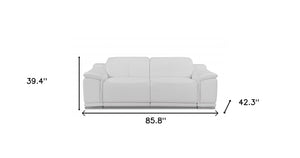 Homeroots Two Piece Indoor White Italian Leather Five Person Seating Set White  476559