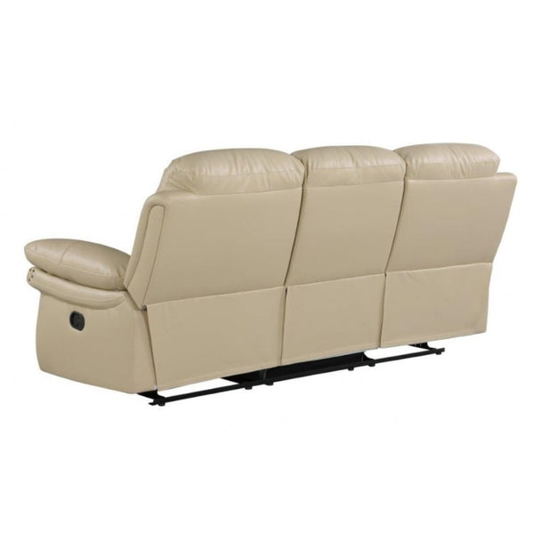 Homeroots Two Piece Indoor Beige Italian Leather Five Person Seating Set Beige  476560