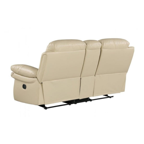 Homeroots Two Piece Indoor Beige Italian Leather Five Person Seating Set Beige  476560