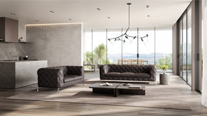 Homeroots Two Piece Indoor Brown Italian Leather Five Person Seating Set Brown  476563