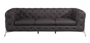 HomeRoots Two Piece Indoor Brown Italian Leather Sofa and Loveseat Set - Luxurious Comfort for Five People 476563