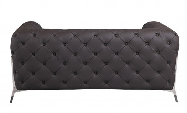 Homeroots Two Piece Indoor Brown Italian Leather Five Person Seating Set Brown  476563