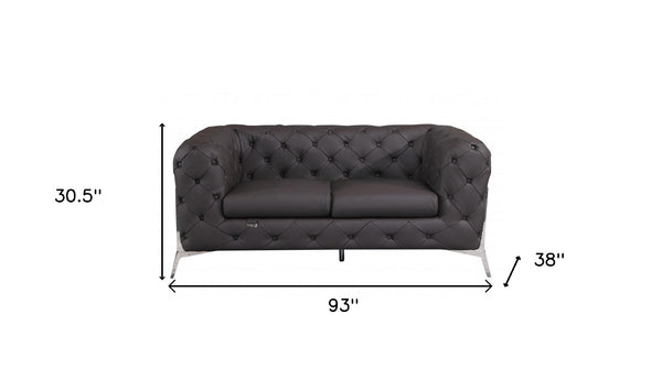 Homeroots Two Piece Indoor Brown Italian Leather Five Person Seating Set Brown  476563