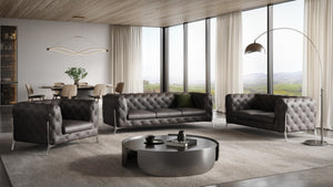 Homeroots Three Piece Indoor Italian Leather Seating Set For Six – Luxurious Comfort & Stylish Design Brown  476564