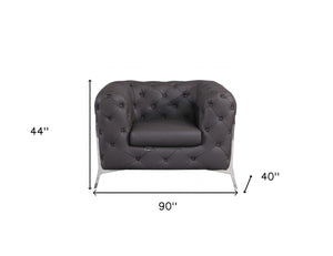 Homeroots Three Piece Indoor Italian Leather Seating Set For Six – Luxurious Comfort & Stylish Design Brown  476564