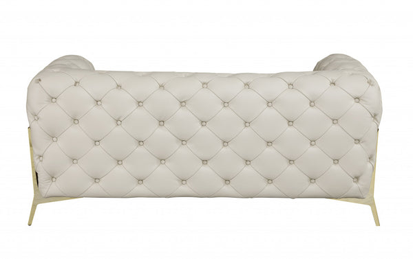 Homeroots Two Piece Indoor Beige Italian Leather Five Person Seating Set Beige  476565