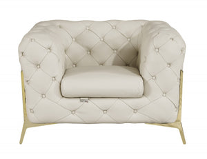 HomeRoots Three Piece Indoor Seating Set – Luxurious Beige Italian Leather for Six, Elegant Comfort & Style 476566