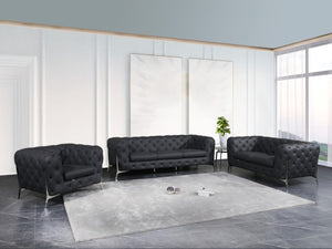 Homeroots Three Piece Indoor Italian Leather Seating Set For Six – Luxurious Comfort & Stylish Design Dark Grey  476568