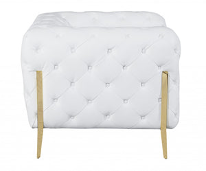HomeRoots Two Piece Indoor White Italian Leather Seating Set for 5 - Elegant, Modern Design with Comfort 476569