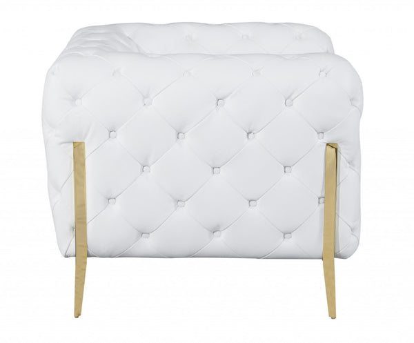 HomeRoots Two Piece Indoor White Italian Leather Seating Set for 5 - Elegant, Modern Design with Comfort 476569