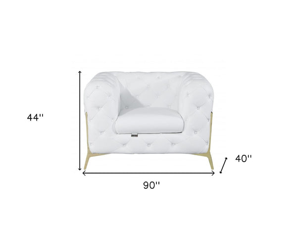 Homeroots Three Piece Indoor Italian Leather Seating Set For Six – Luxurious Comfort & Stylish Design White  476570