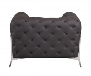 HomeRoots Three Piece Indoor Brown Italian Leather Seating Set for Five - Luxurious, Modern Comfort & Style 476572