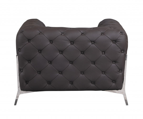 HomeRoots Three Piece Indoor Brown Italian Leather Seating Set for Five - Luxurious, Modern Comfort & Style 476572