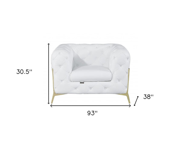 Homeroots Three Piece Indoor White Italian Leather Five Person Seating Set White  476575