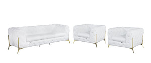 Homeroots Three Piece Indoor White Italian Leather Five Person Seating Set White  476575