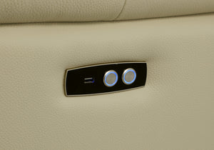 Homeroots Beige Italian Leather Power Reclining U Shaped Six Piece Corner Sectional With Console Beige  476587