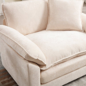 English Elm 44.5" Oversized Club Chair with Ottoman Chenille Upholstered Solid Wood Reading Seat Beige W3244S00008